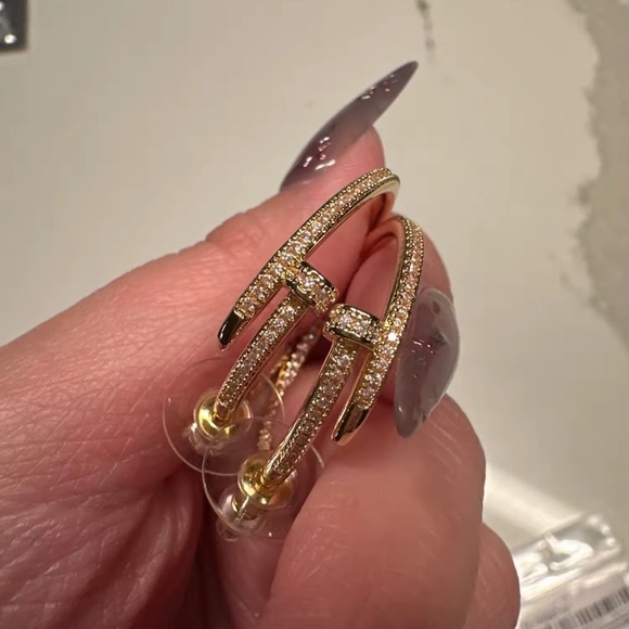 Just Un Clou Silver Crystal Nail Earrings - Picture 2 of 14